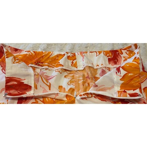 Apt. 9 Brand Orange Red Floral Flare Mid-Rise Skirt Knee Length Women's Size 12 - Picture 7 of 13